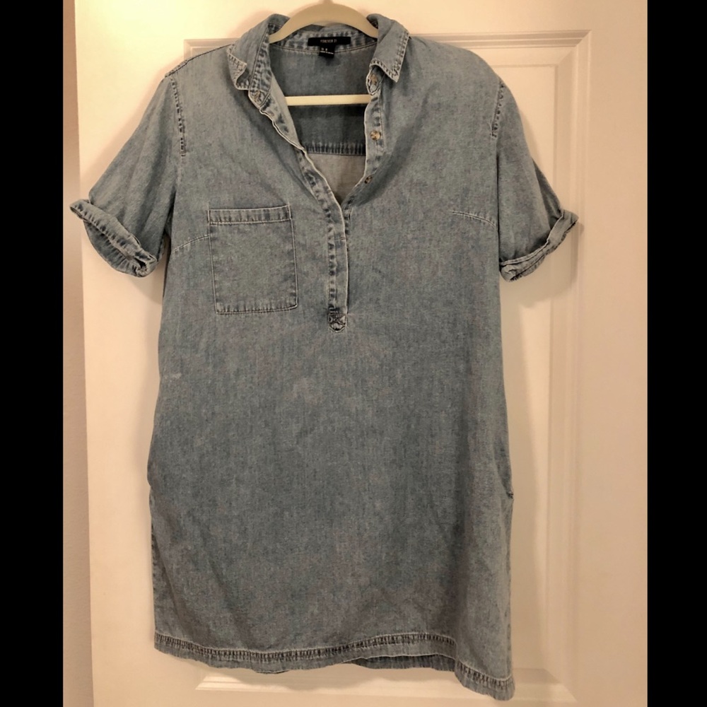Forever21 Blue Jean mini skater dress